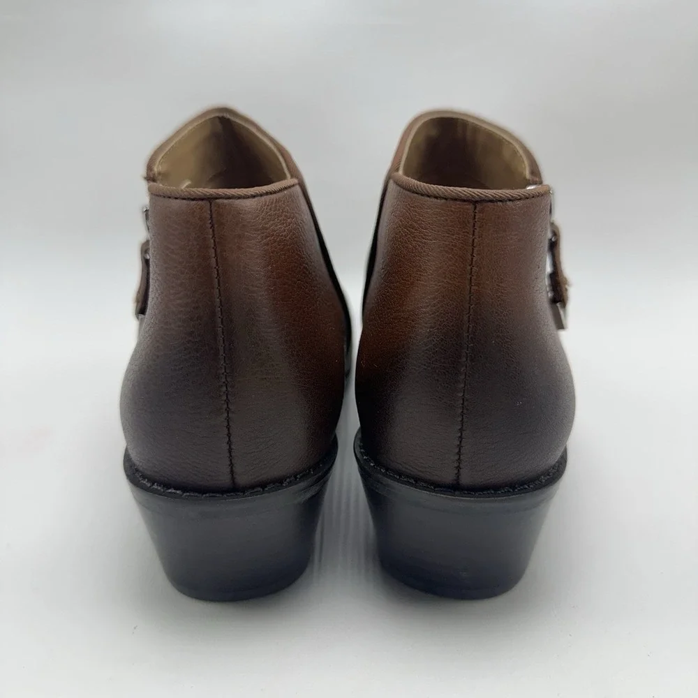 Vionic Jolene Brown Mocha Leather Booties Boots Women's Size 7.5 New